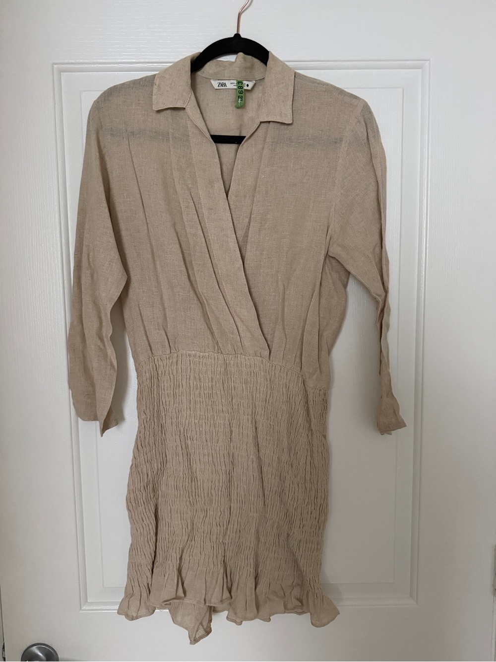 Zara Beige Wrap-Style Mini Dress